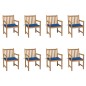 Gartenstühle 8 Stk. mit Königsblauen Kissen Teak Massivholz Gartenstühle 8 Stk. mit Königsblauen Kissen Teak Massivholz