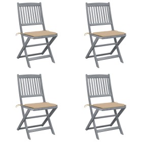 vidaXL Klappbare Gartenstühle 4 Stk. mit Kissen Massivholz Akazie