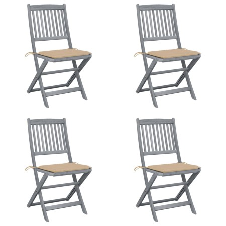 vidaXL Klappbare Gartenstühle 4 Stk. mit Kissen Massivholz Akazie