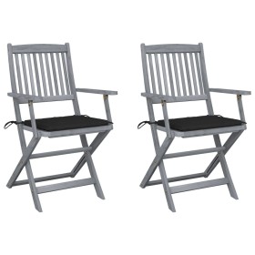 vidaXL Klappbare Gartenstühle 2 Stk. mit Sitzkissen Massivholz Akazie