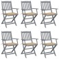 vidaXL Klappbare Gartenstühle 6 Stk. mit Sitzkissen Massivholz Akazie vidaXL Klappbare Gartenstühle 6 Stk. mit Sitzkissen Massivholz Akazie