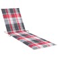 vidaXL Sonnenliege mit Auflage Rotes Karomuster Massivholz Teak vidaXL Sonnenliege mit Auflage Rotes Karomuster Massivholz Teak