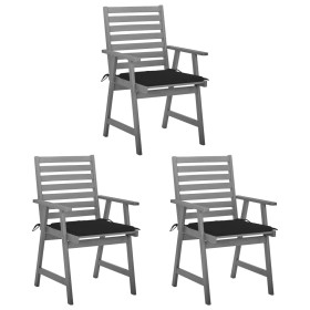 vidaXL Garten-Essstühle mit Kissen 3 Stk. Massivholz Akazie 