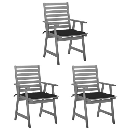 vidaXL Garten-Essstühle mit Kissen 3 Stk. Massivholz Akazie 