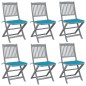 vidaXL Klappbare Gartenstühle 6 Stk. mit Sitzkissen Massivholz Akazie vidaXL Klappbare Gartenstühle 6 Stk. mit Sitzkissen Massivholz Akazie