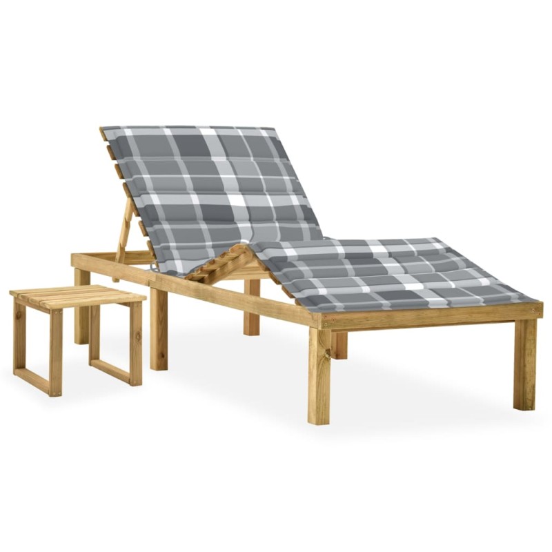 vidaXL Garten-Sonnenliege mit Tisch und Auflage Kiefer Imprägniert vidaXL Garten-Sonnenliege mit Tisch und Auflage Kiefer Imprägniert