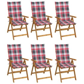 vidaXL Klappbare Gartenstühle 6 Stk. mit Auflagen Massivholz Akazie