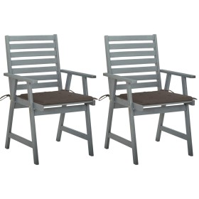 vidaXL Garten-Essstühle mit Kissen 2 Stk. Massivholz Akazie 