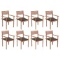 vidaXL Stapelbare Gartenstühle mit Kissen 8 Stk. Massivholz Teak vidaXL Stapelbare Gartenstühle mit Kissen 8 Stk. Massivholz Teak