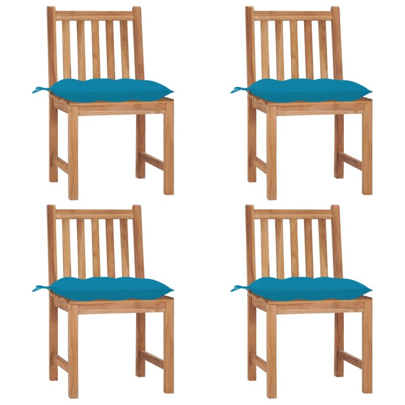 Gartenstühle 4 Stk. mit Kissen Massivholz Teak Gartenstühle 4 Stk. mit Kissen Massivholz Teak