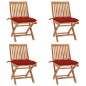 vidaXL Klappbare Gartenstühle mit Kissen 4 Stk. Massivholz Teak vidaXL Klappbare Gartenstühle mit Kissen 4 Stk. Massivholz Teak