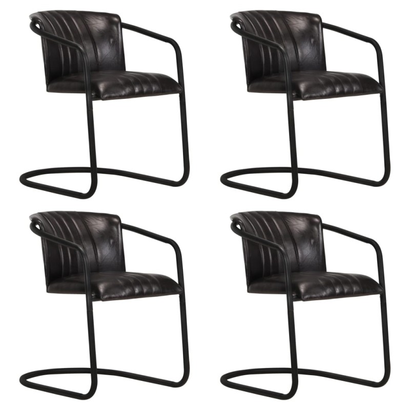 vidaXL Esszimmerstühle 4 Stk. Schwarz Echtleder vidaXL Esszimmerstühle 4 Stk. Schwarz Echtleder