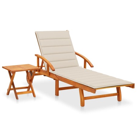 vidaXL Sonnenliege mit Tisch und Auflage Akazie Massivholz 