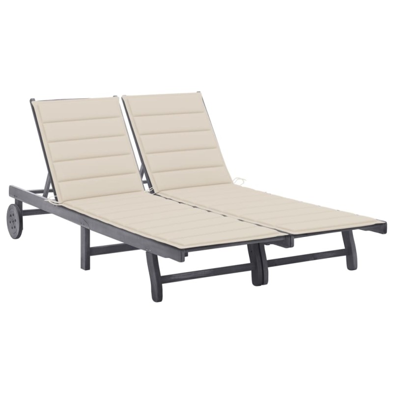 vidaXL 2-Personen-Sonnenliege mit Auflage Grau Akazie Massivholz vidaXL 2-Personen-Sonnenliege mit Auflage Grau Akazie Massivholz