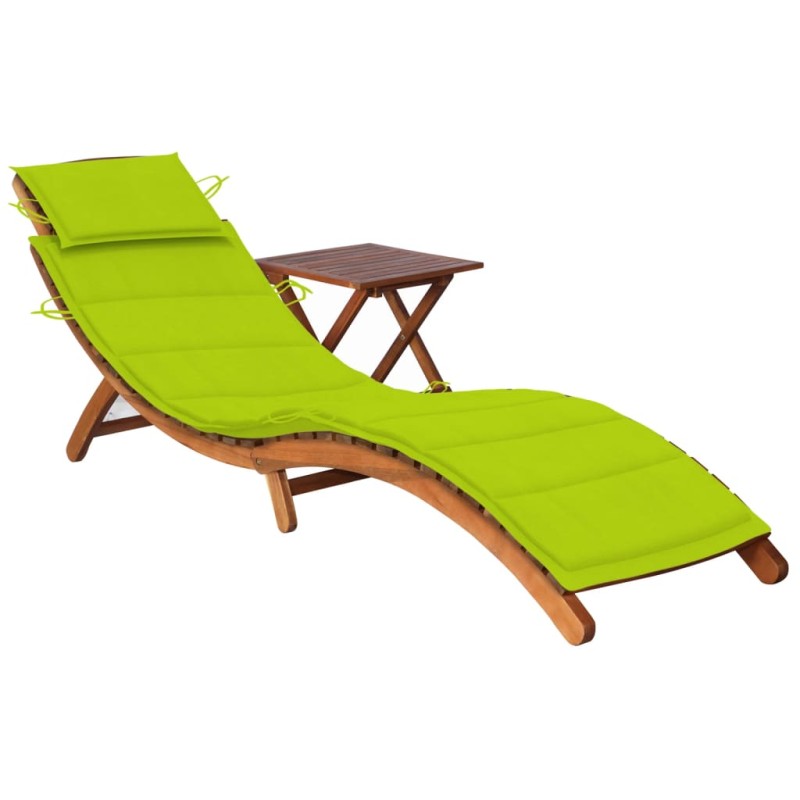 vidaXL Sonnenliege mit Tisch und Auflage Massivholz Akazie vidaXL Sonnenliege mit Tisch und Auflage Massivholz Akazie