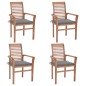vidaXL Essstühle 4 Stk. mit Grauen Kissen Massivholz Teak vidaXL Essstühle 4 Stk. mit Grauen Kissen Massivholz Teak