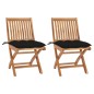 vidaXL Gartenstühle 2 Stk. mit Schwarzen Kissen Massivholz Teak vidaXL Gartenstühle 2 Stk. mit Schwarzen Kissen Massivholz Teak