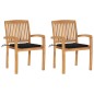 vidaXL Gartenstühle 2 Stk. mit Schwarzen Kissen Massivholz Teak vidaXL Gartenstühle 2 Stk. mit Schwarzen Kissen Massivholz Teak