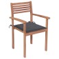 vidaXL Gartenstühle 4 Stk. mit Anthrazit Kissen Massivholz Teak vidaXL Gartenstühle 4 Stk. mit Anthrazit Kissen Massivholz Teak