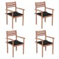 vidaXL Gartenstühle 4 Stk. mit Schwarzen Kissen Massivholz Teak vidaXL Gartenstühle 4 Stk. mit Schwarzen Kissen Massivholz Teak