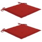 vidaXL Gartenstühle 2 Stk. mit Roten Kissen Teak Massivholz vidaXL Gartenstühle 2 Stk. mit Roten Kissen Teak Massivholz
