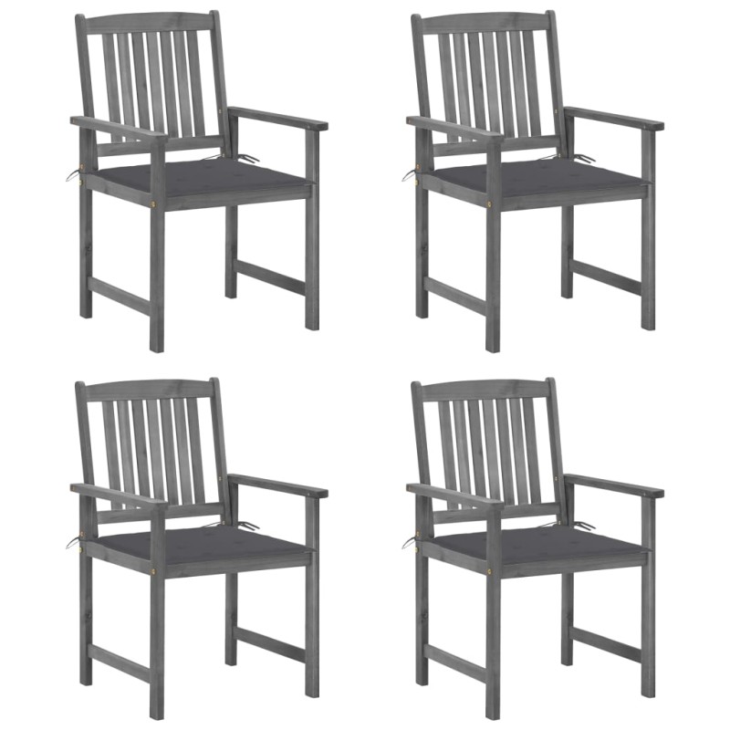 vidaXL Gartenstühle mit Kissen 4 Stk. Grau Massivholz Akazie vidaXL Gartenstühle mit Kissen 4 Stk. Grau Massivholz Akazie