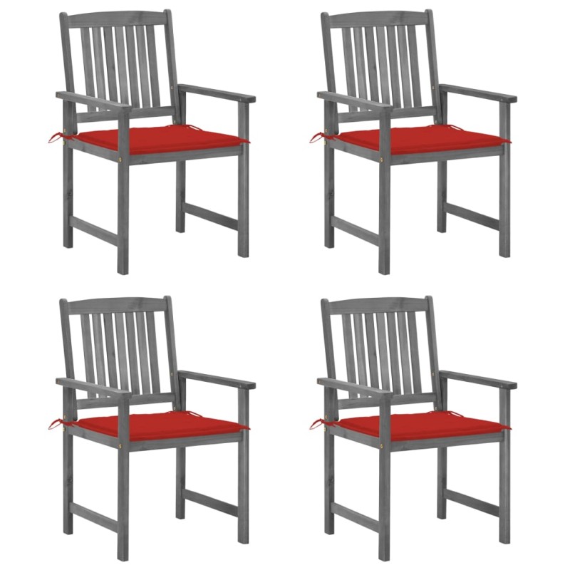 vidaXL Gartenstühle mit Kissen 4 Stk. Grau Massivholz Akazie vidaXL Gartenstühle mit Kissen 4 Stk. Grau Massivholz Akazie