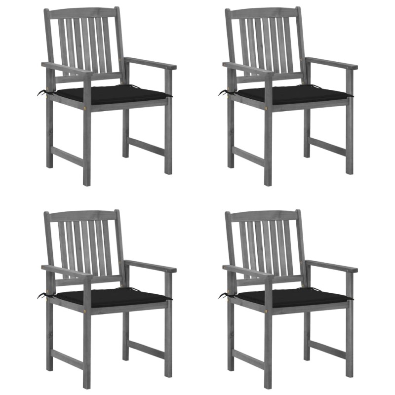 vidaXL Gartenstühle mit Kissen 4 Stk. Grau Massivholz Akazie vidaXL Gartenstühle mit Kissen 4 Stk. Grau Massivholz Akazie