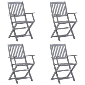 vidaXL Klappbare Gartenstühle 4 Stk. mit Sitzkissen Massivholz Akazie