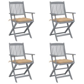 vidaXL Klappbare Gartenstühle 4 Stk. mit Kissen Massivholz Akazie