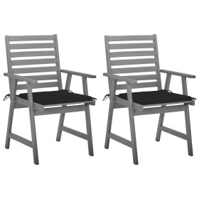 vidaXL Garten-Essstühle mit Kissen 2 Stk. Massivholz Akazie 