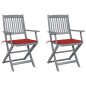 vidaXL Klappbare Gartenstühle 2 Stk. mit Sitzkissen Massivholz Akazie vidaXL Klappbare Gartenstühle 2 Stk. mit Sitzkissen Massivholz Akazie