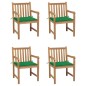 Gartenstühle 4 Stk. mit Grünen Kissen Massivholz Teak Gartenstühle 4 Stk. mit Grünen Kissen Massivholz Teak