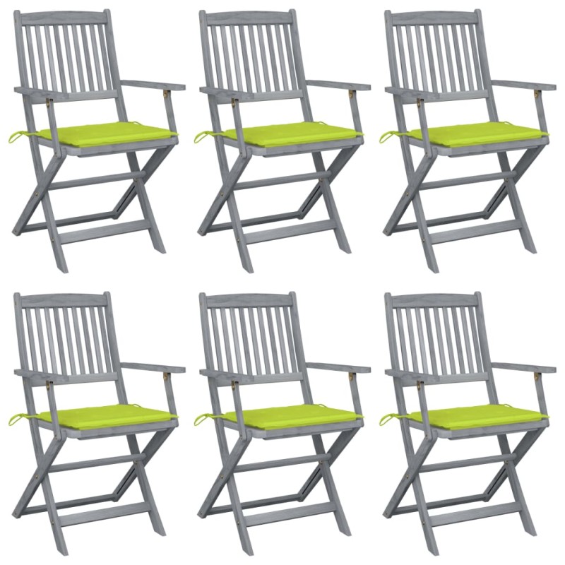 vidaXL Klappbare Gartenstühle 6 Stk. mit Sitzkissen Massivholz Akazie vidaXL Klappbare Gartenstühle 6 Stk. mit Sitzkissen Massivholz Akazie