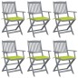 vidaXL Klappbare Gartenstühle 6 Stk. mit Sitzkissen Massivholz Akazie vidaXL Klappbare Gartenstühle 6 Stk. mit Sitzkissen Massivholz Akazie