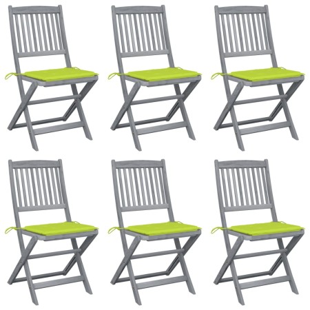 vidaXL Klappbare Gartenstühle 6 Stk. mit Sitzkissen Massivholz Akazie