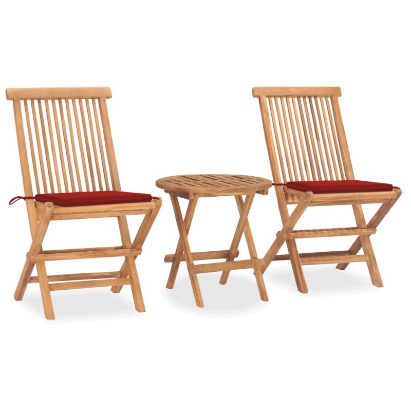vidaXL 3-tlg. Garten-Essgruppe mit Kissen Klappbar Massivholz Teak vidaXL 3-tlg. Garten-Essgruppe mit Kissen Klappbar Massivholz Teak