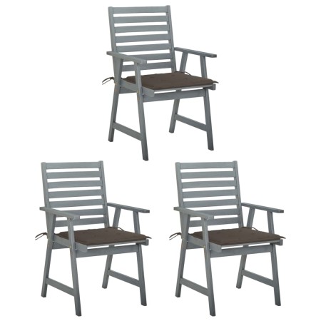vidaXL Garten-Essstühle mit Kissen 3 Stk. Massivholz Akazie 