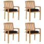Stapelbare Gartenstühle mit Kissen 4 Stk. Massivholz Teak Stapelbare Gartenstühle mit Kissen 4 Stk. Massivholz Teak