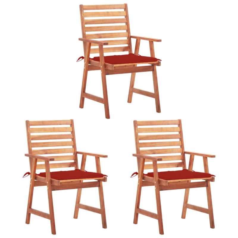 vidaXL Garten-Essstühle 3 Stk. mit Kissen Massivholz Akazie vidaXL Garten-Essstühle 3 Stk. mit Kissen Massivholz Akazie