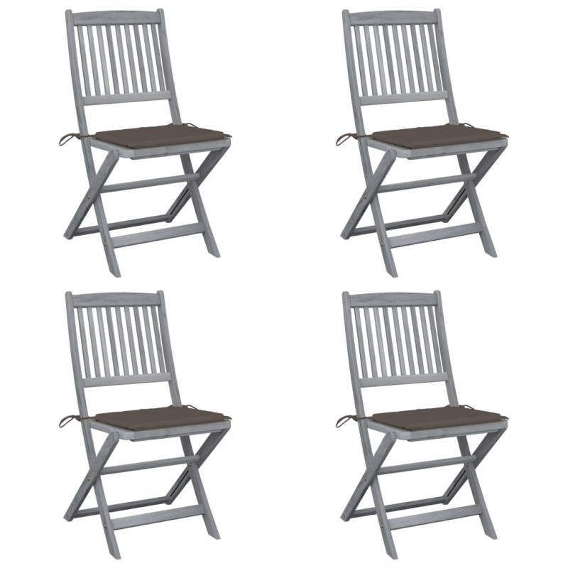 vidaXL Klappbare Gartenstühle 4 Stk. mit Kissen Massivholz Akazie vidaXL Klappbare Gartenstühle 4 Stk. mit Kissen Massivholz Akazie
