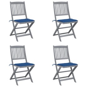 vidaXL Klappbare Gartenstühle 4 Stk. mit Kissen Massivholz Akazie