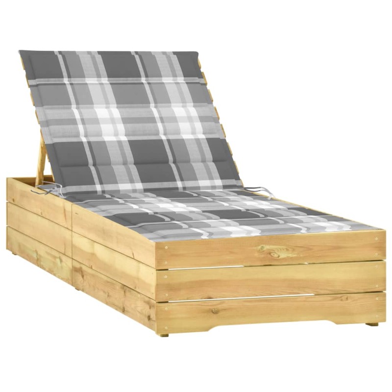 vidaXL Sonnenliege mit Grauer Karomuster-Auflage Kiefer Imprägniert vidaXL Sonnenliege mit Grauer Karomuster-Auflage Kiefer Imprägniert