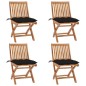 vidaXL Klappbare Gartenstühle mit Kissen 4 Stk. Massivholz Teak vidaXL Klappbare Gartenstühle mit Kissen 4 Stk. Massivholz Teak