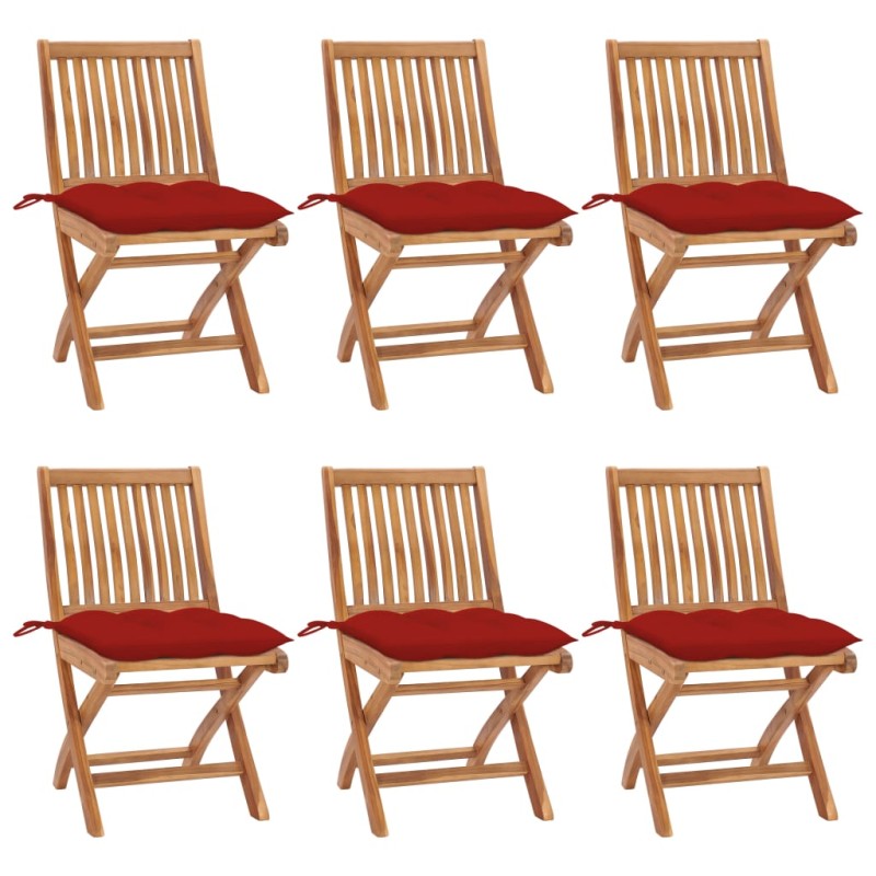 vidaXL Klappbare Gartenstühle mit Kissen 6 Stk. Massivholz Teak vidaXL Klappbare Gartenstühle mit Kissen 6 Stk. Massivholz Teak