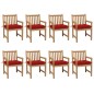 vidaXL Gartenstühle 8 Stk. mit Roten Kissen Massivholz Teak vidaXL Gartenstühle 8 Stk. mit Roten Kissen Massivholz Teak