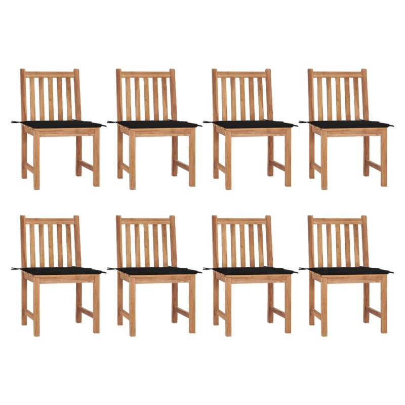 vidaXL Gartenstühle 8 Stk. mit Kissen Massivholz Teak vidaXL Gartenstühle 8 Stk. mit Kissen Massivholz Teak