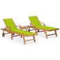 vidaXL Sonnenliegen 2 Stk. mit Tisch und Auflagen Massivholz Teak vidaXL Sonnenliegen 2 Stk. mit Tisch und Auflagen Massivholz Teak