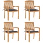 vidaXL Stapelbare Gartenstühle mit Kissen 4 Stk. Massivholz Teak vidaXL Stapelbare Gartenstühle mit Kissen 4 Stk. Massivholz Teak