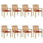 vidaXL Stapelbare Gartenstühle mit Kissen 8 Stk. Massivholz Teak vidaXL Stapelbare Gartenstühle mit Kissen 8 Stk. Massivholz Teak